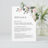 Elegant Blush Floral Eucalyptus QR Code Wedding エンクロージャーカード (スタンド正面)