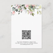 Elegant Blush Floral Eucalyptus QR Code Wedding エンクロージャーカード (裏面)