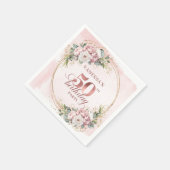 Elegant Blush Floral Greenery 50th Birthday Napkin スタンダードカクテルナプキン (角)