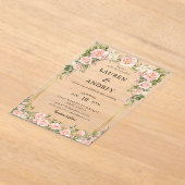 Elegant Blush Floral Modern Wedding アクリル招待状 (レイダウン)