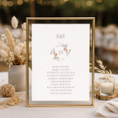 Elegant Blush Floral Monogram Table Seating Card 招待状