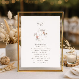 Elegant Blush Floral Monogram Table Seating Card 招待状
