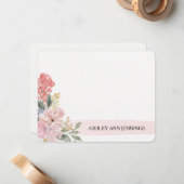 Elegant Blush Floral Pink Personalized ノートカード (正面/裏面インサイチュ)