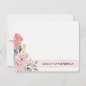 Elegant Blush Floral Pink Personalized ノートカード (正面)