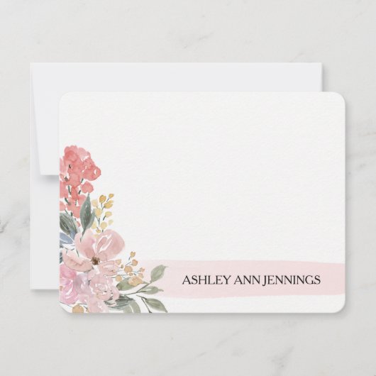 Elegant Blush Floral Pink Personalized ノートカード (正面)