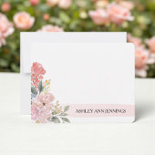 Elegant Blush Floral Pink Personalized ノートカード