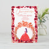 Elegant Blush Floral Quinceañera 招待状 (スタンド正面)