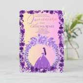 Elegant Blush Floral Quinceañera 招待状 (スタンド正面)