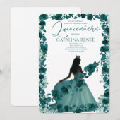 Elegant Blush Floral Quinceañera 招待状 (正面/裏面)