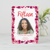 Elegant Blush Floral Quinceañera Invitation 招待状 (スタンド正面)