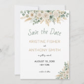 Elegant Blush Floral Save the Date Card セーブザデート (正面)