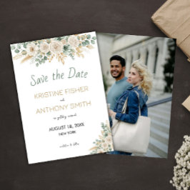 Elegant Blush Floral Save the Date Card セーブザデート