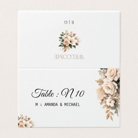 Elegant Blush Floral Table Number Place Card (外部フラット)