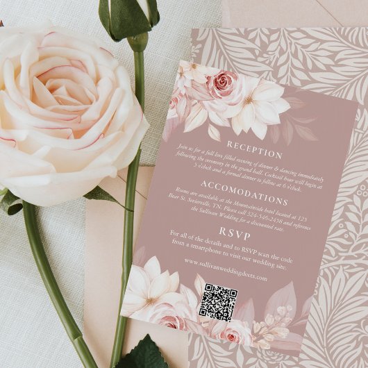 Elegant Blush Floral Wedding Details and RSVP エンクロージャーカード
