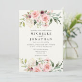 Elegant Blush Floral Wedding Invitation - Cream 招待状 (スタンド正面)