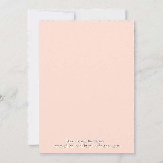 Elegant Blush Floral Wedding Invitation - Cream 招待状 (裏面)