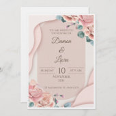 Elegant Blush Floral Wedding Invitation Template 招待状 (正面/裏面)