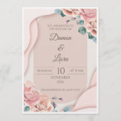 Elegant Blush Floral Wedding Invitation Template 招待状 (正面)