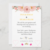 Elegant Blush Floral Wedding Invitation with Gold  招待状 (正面)