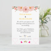 Elegant Blush Floral Wedding Invitation with Gold  招待状 (スタンド正面)