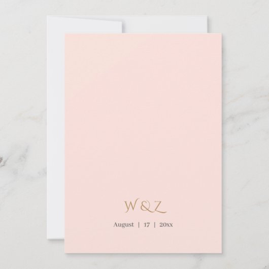 Elegant Blush Floral Wedding Invitation with Gold  招待状 (裏面)