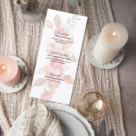 Elegant Blush Floral Wedding Menu Card メニュー