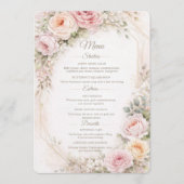 Elegant Blush Floral Wedding Menu Card  メニュー (正面)