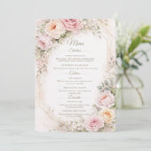 Elegant Blush Floral Wedding Menu Card  メニュー (スタンド正面)