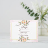 Elegant Blush Floral Wedding RSVP Card 招待状 (スタンド正面)