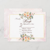 Elegant Blush Floral Wedding RSVP Card 招待状 (正面/裏面)