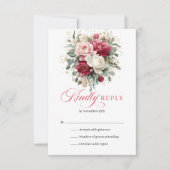 Elegant blush floral wedding RSVP enclosure (正面)