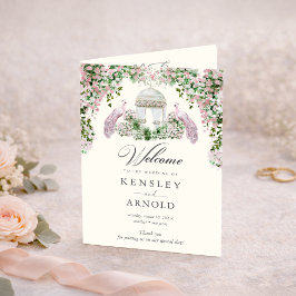 Elegant Blush Garden Folded Wedding Program プログラム