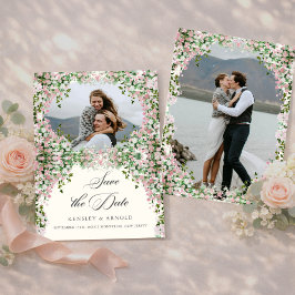Elegant Blush Garden Photo Save The Date  セーブザデート