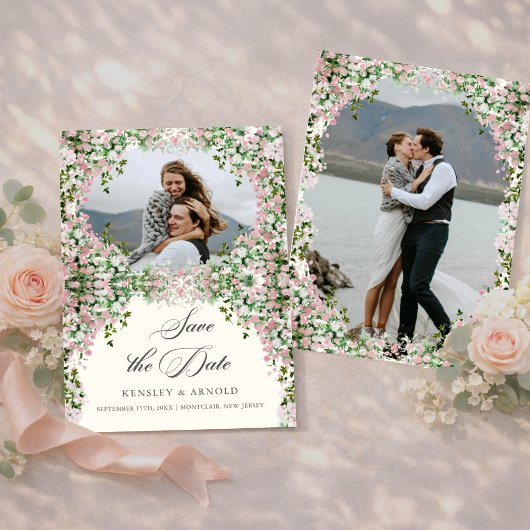 Elegant Blush Garden Photo Save The Date セーブザデート