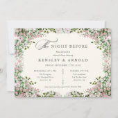 Elegant Blush Garden Rehearsal Dinner Invite Night 招待状 (正面)