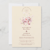 Elegant Blush Garden Romance Wedding 招待状 (正面)