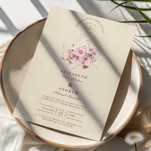 Elegant Blush Garden Romance Wedding 招待状
