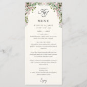 Elegant Blush Garden Wedding Dinner Menu メニュー (正面)