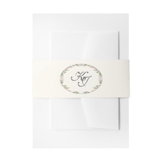 Elegant Blush Garden Wedding Invitation Belly Band 招待状ベリーバンド (正面例)