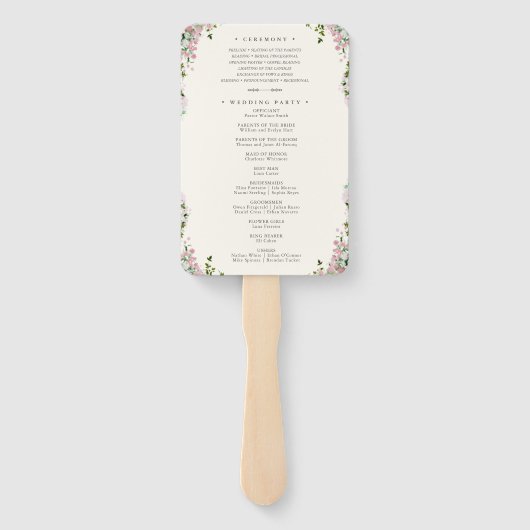 Elegant Blush Garden Wedding Program ハンドファン (裏面)