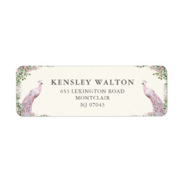 Elegant Blush Garden Wedding Return Address Label ラベル