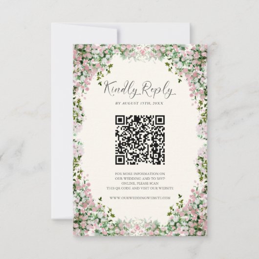 Elegant Blush Garden Wedding RSVP Card (正面)