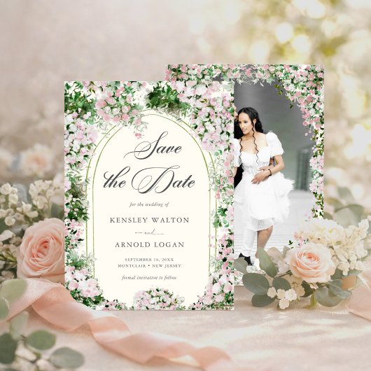 Elegant Blush Garden Wedding Save The Date セーブザデート
