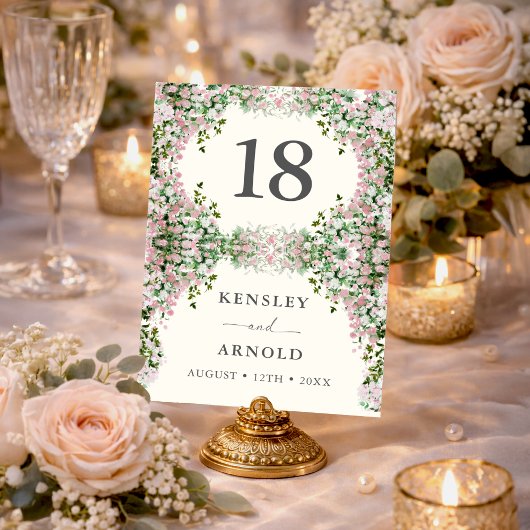 Elegant Blush Garden Wedding Table Number テーブルナンバー