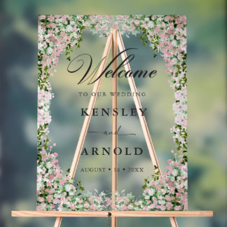 Elegant Blush Garden Wedding Welcome Acrylic Sign アクリルサイン