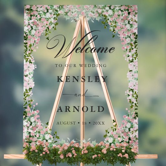 Elegant Blush Garden Wedding Welcome Acrylic Sign アクリルサイン