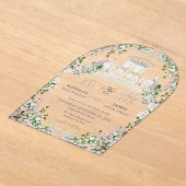 Elegant Blush Garden Wedding with Monogram  アクリル招待状 (レイダウン)