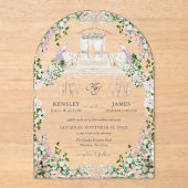 Elegant Blush Garden Wedding with Monogram  アクリル招待状 (正面)