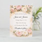 Elegant Blush & Gold Floral Wedding Invitation 招待状 (スタンド正面)