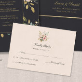 Elegant Blush Gold Floral Wedding RSVP Card